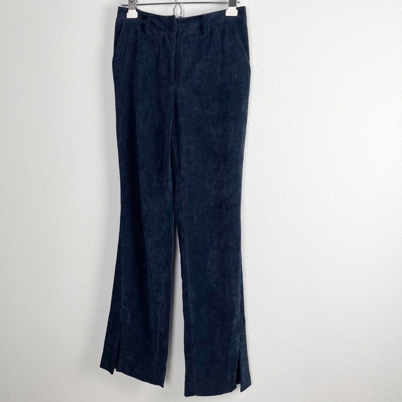 Anine Bing Jocelyn Corduroy Slit Hem Pants in Navy Blue - Picture 2 of 8